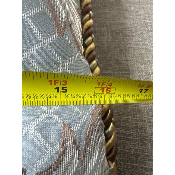 Decorative Pillow Set  Jacquard Tapestry Fabric Corded Trim 2 Square and Bolster - Picture 6 of 8